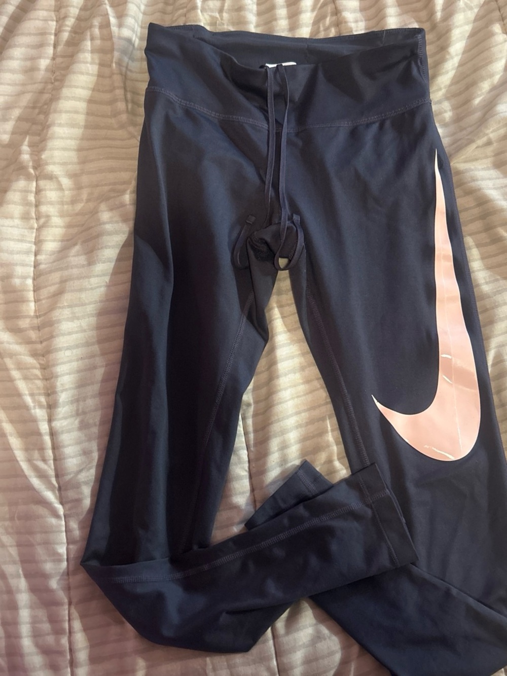 Nike Black Leggings with Light Pink Swoosh